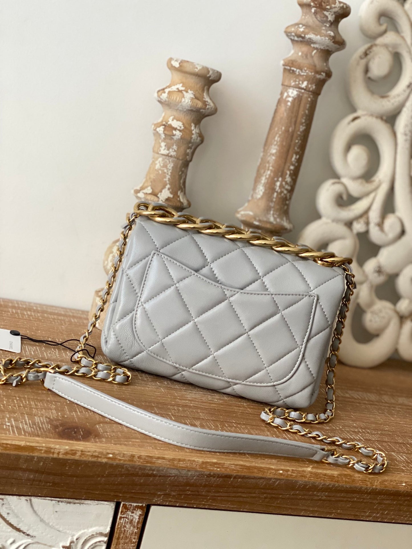 CHL Classic Diamond Flap Bag Gray For Women, Women’s Bags 9.1in/23cm