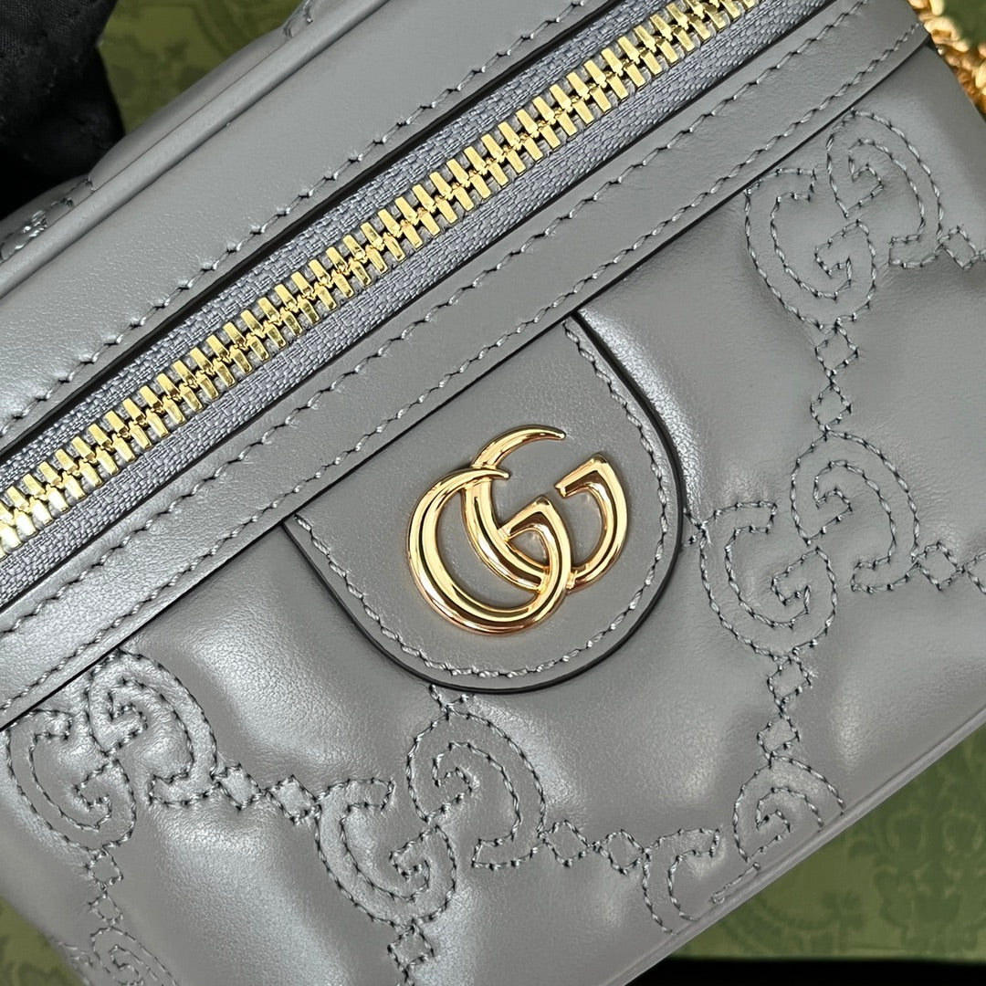 gg Quilted gg Mini Handbag Gray For Women, Women’s Bags 6.3in/16cm gg 723770 UM8IG 1275