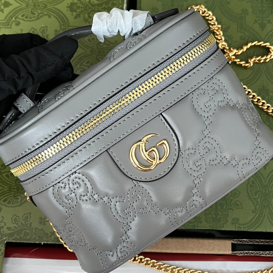 gg Quilted gg Mini Handbag Gray For Women, Women’s Bags 6.3in/16cm gg 723770 UM8IG 1275