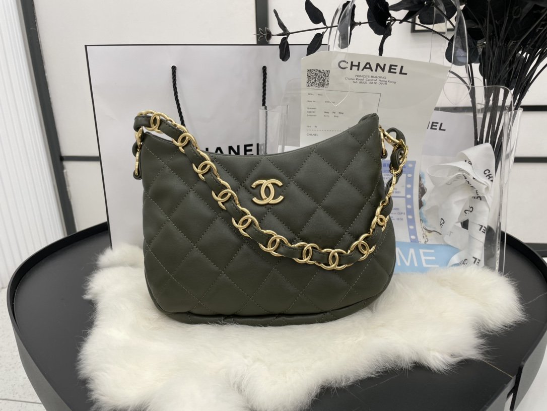 ChanelHobo Handbag Emerald Green For Women, Women’s Bags 9.4in/24cm