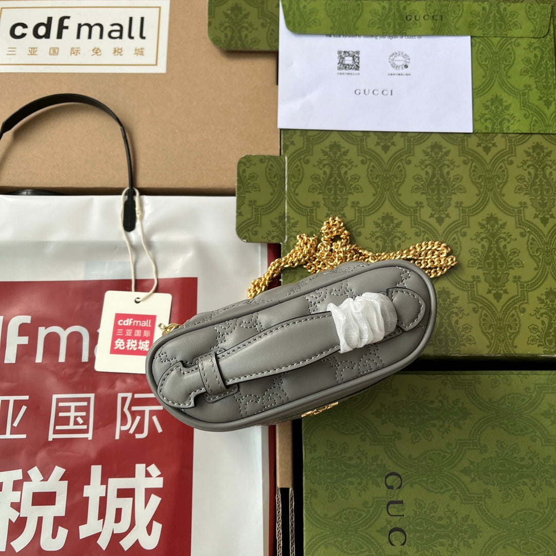 gg Quilted gg Mini Handbag Gray For Women, Women’s Bags 6.3in/16cm gg 723770 UM8IG 1275