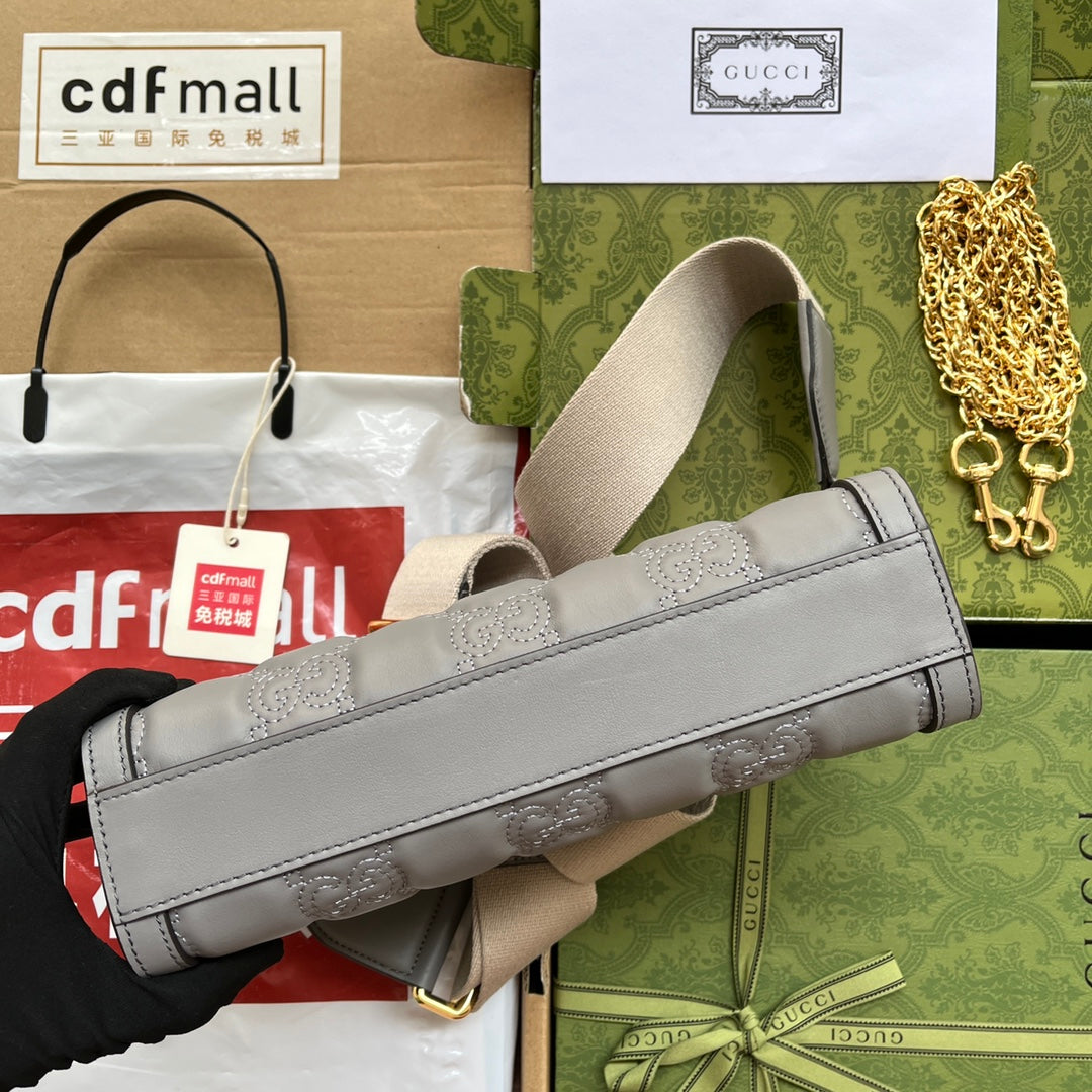 gg Matelassé Small Bag Grey For Women, Women’s Bags 10.2in/26cm gg 702200 UM8HG 1563