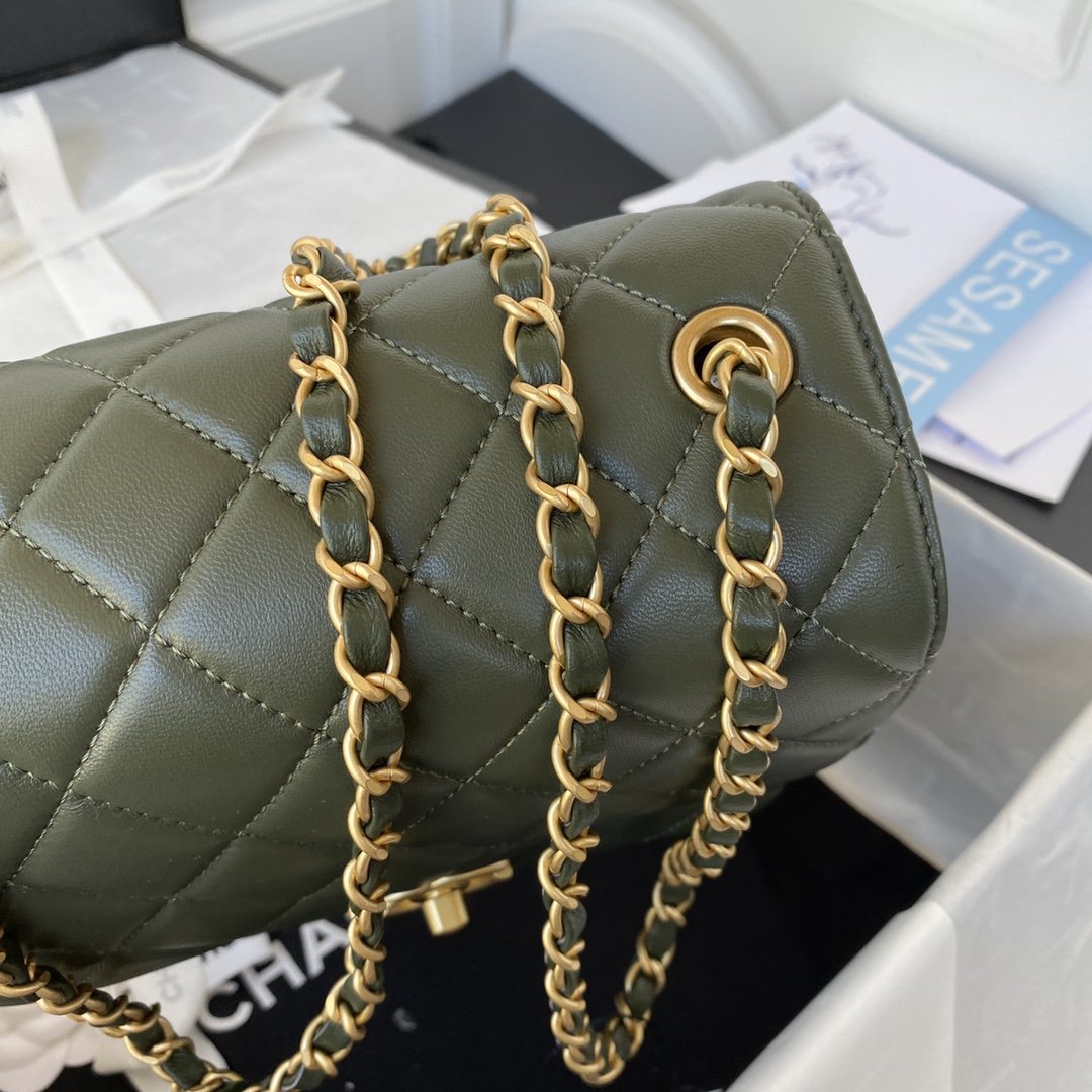 ChanelMini Flap Bag Dark Green For Women, Women’s Bags 6.7in/17cm