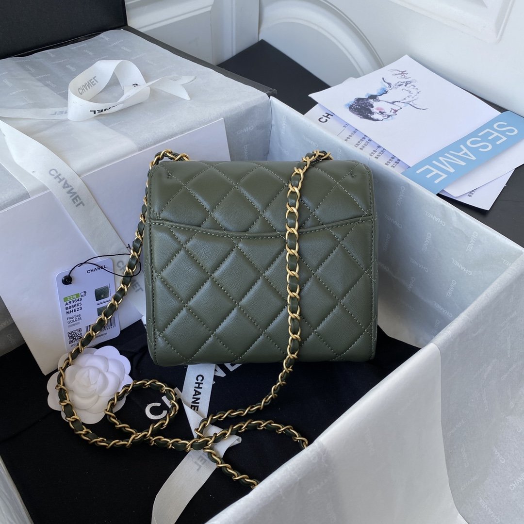 ChanelMini Flap Bag Dark Green For Women, Women’s Bags 6.7in/17cm