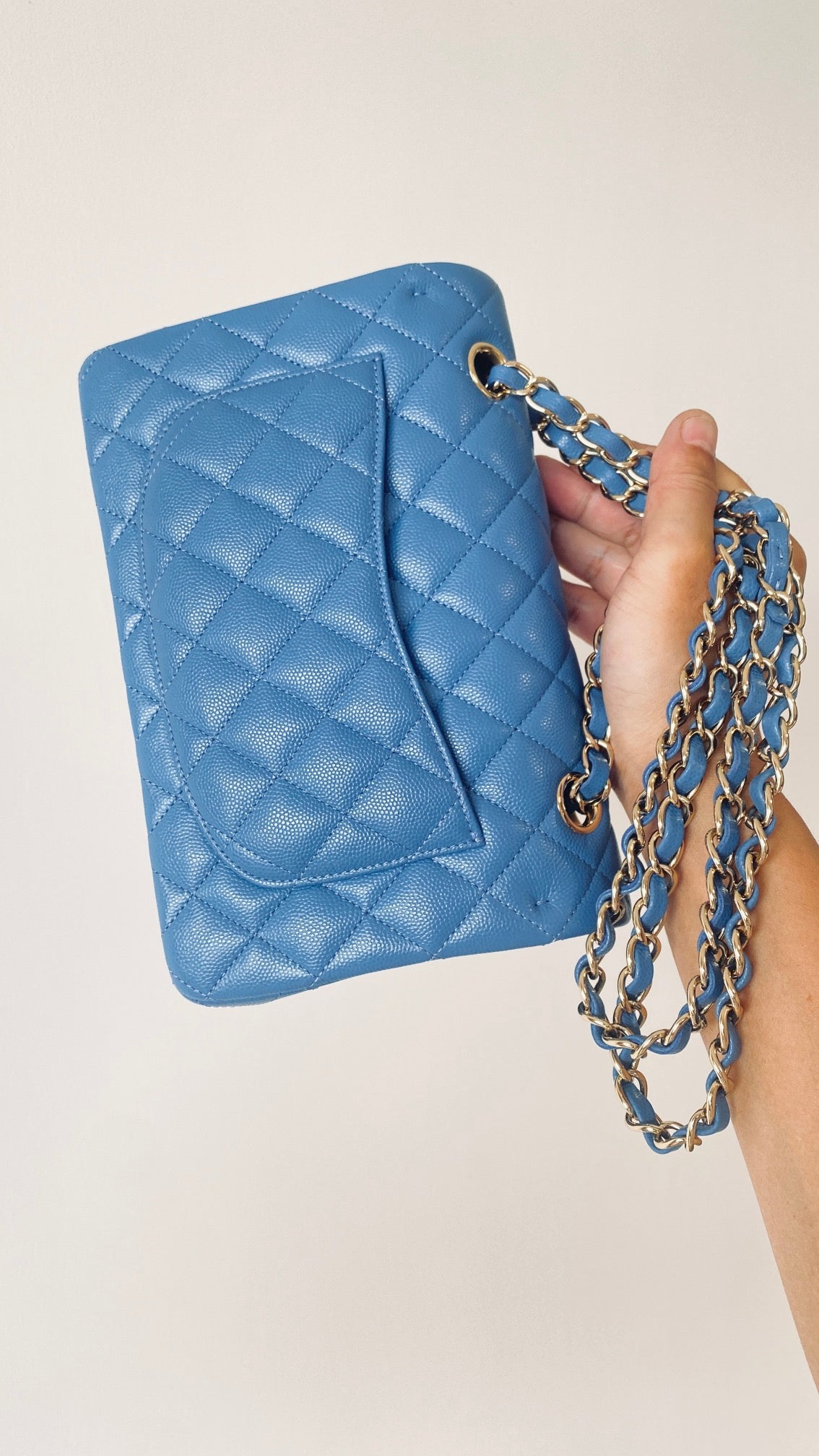 ChanelSmall Classic Handbag Blue For Women, Women’s Bags 9.1in/23cm