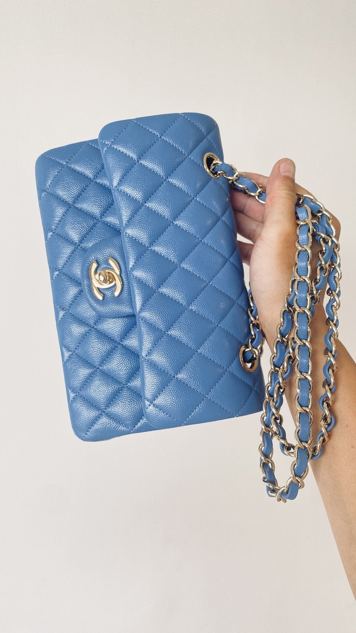 ChanelSmall Classic Handbag Blue For Women, Women’s Bags 9.1in/23cm