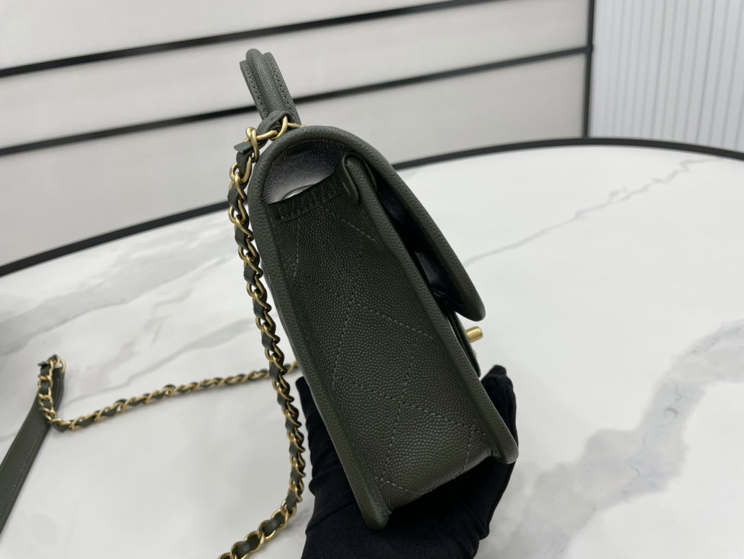 CHL 22K Flap Bag Dark Green For Women, Women’s Bags 8.1in/20.5cm