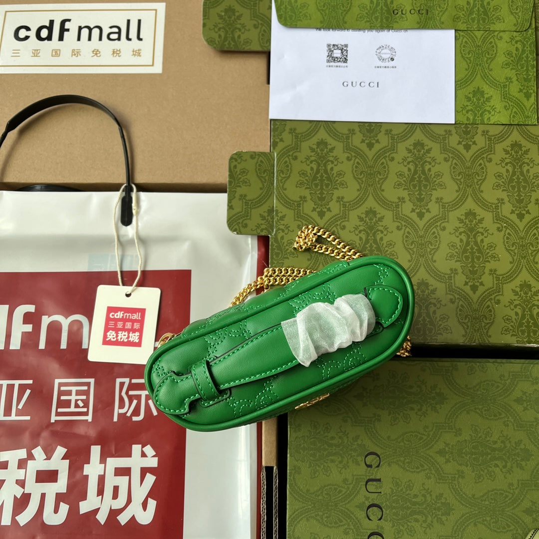 gg Quilted gg Mini Handbag Green For Women, Women’s Bags 6.3in/16cm gg 723770 UM8IG 3219