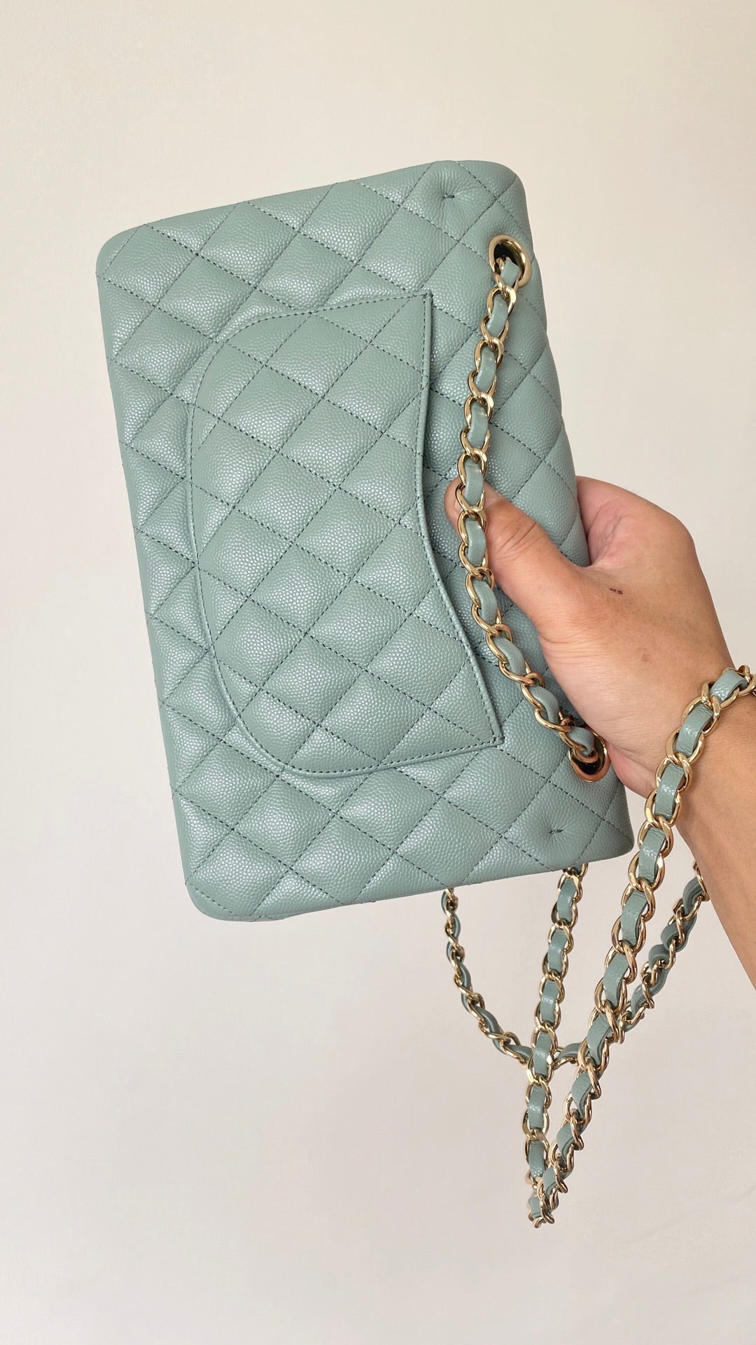 ChanelSmall Classic Handbag Light Green For Women, Women’s Bags 9.1in/23cm