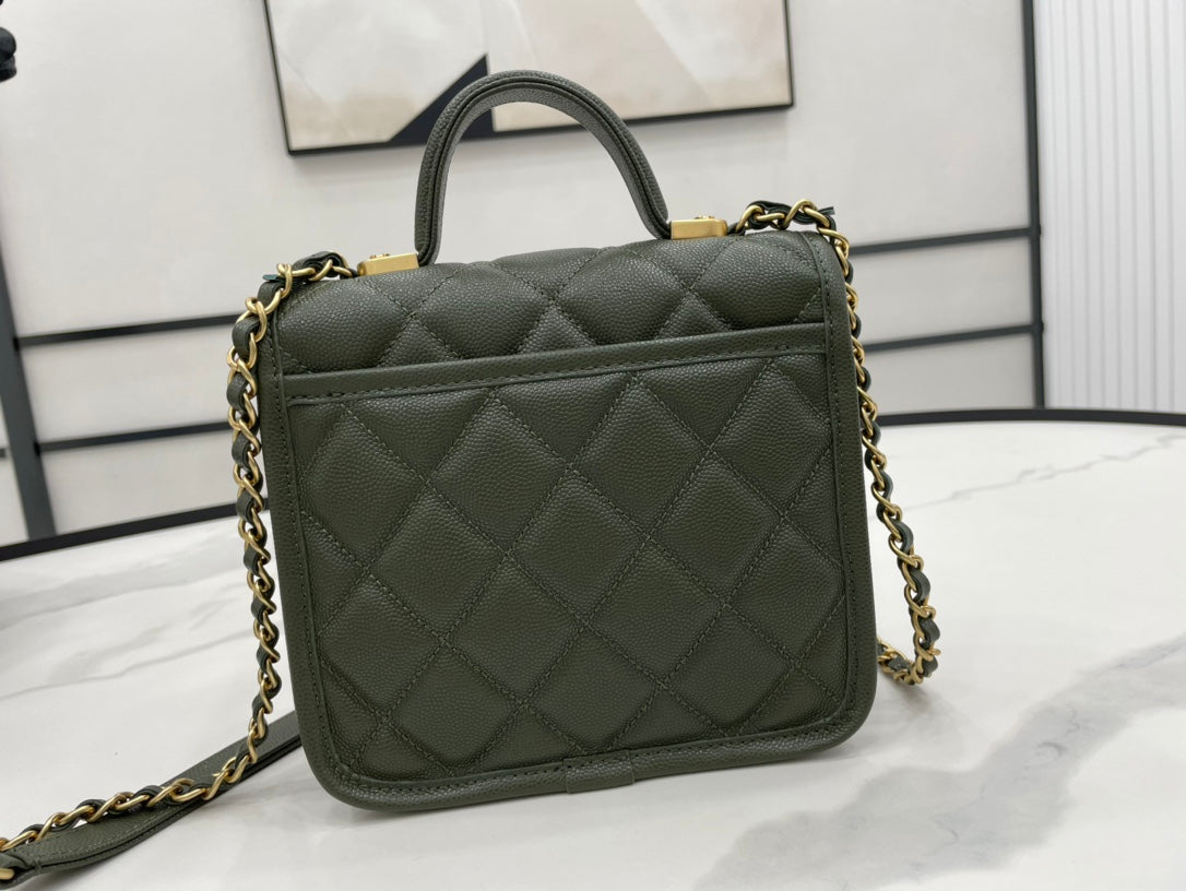 CHL 22K Flap Bag Dark Green For Women, Women’s Bags 8.1in/20.5cm