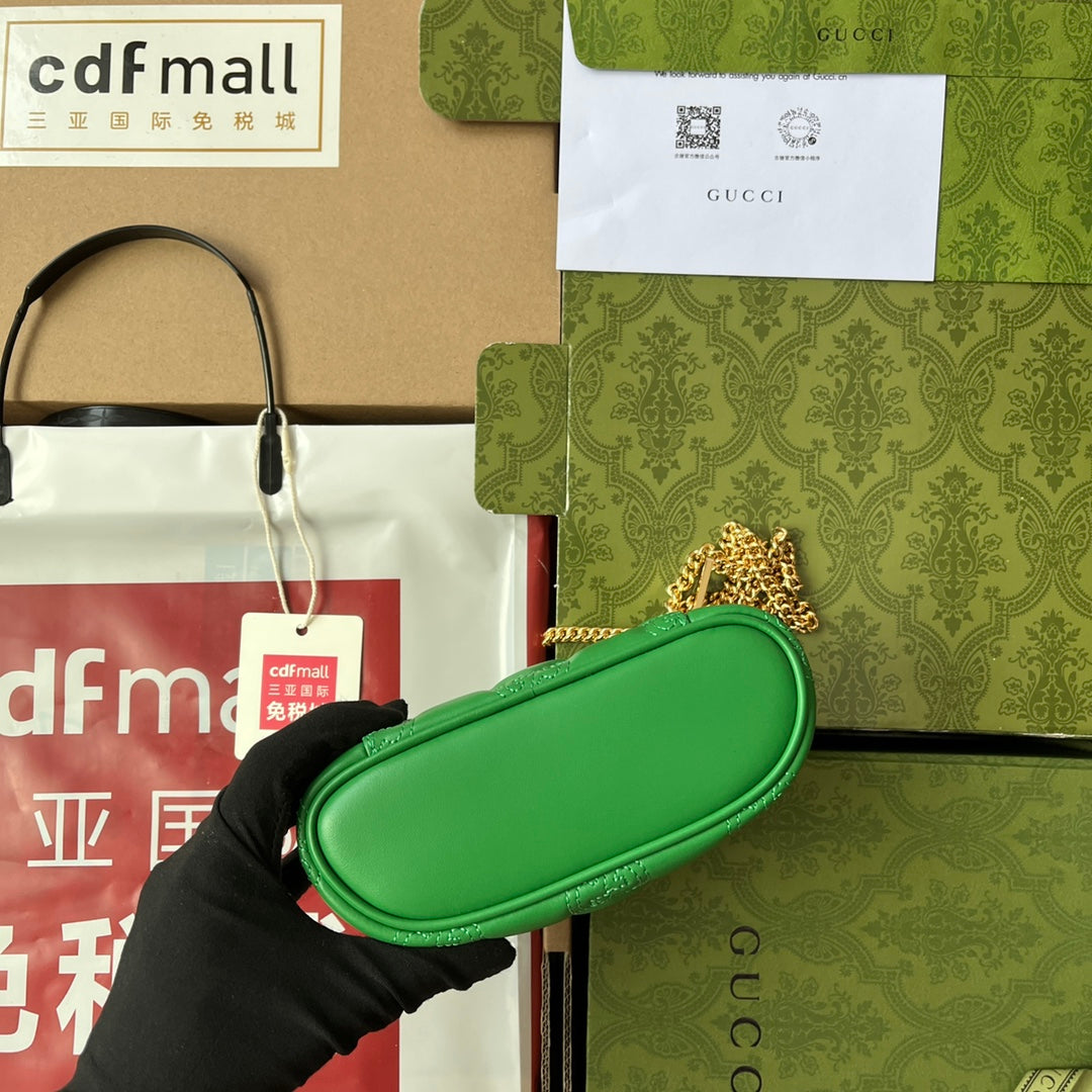 gg Quilted gg Mini Handbag Green For Women, Women’s Bags 6.3in/16cm gg 723770 UM8IG 3219