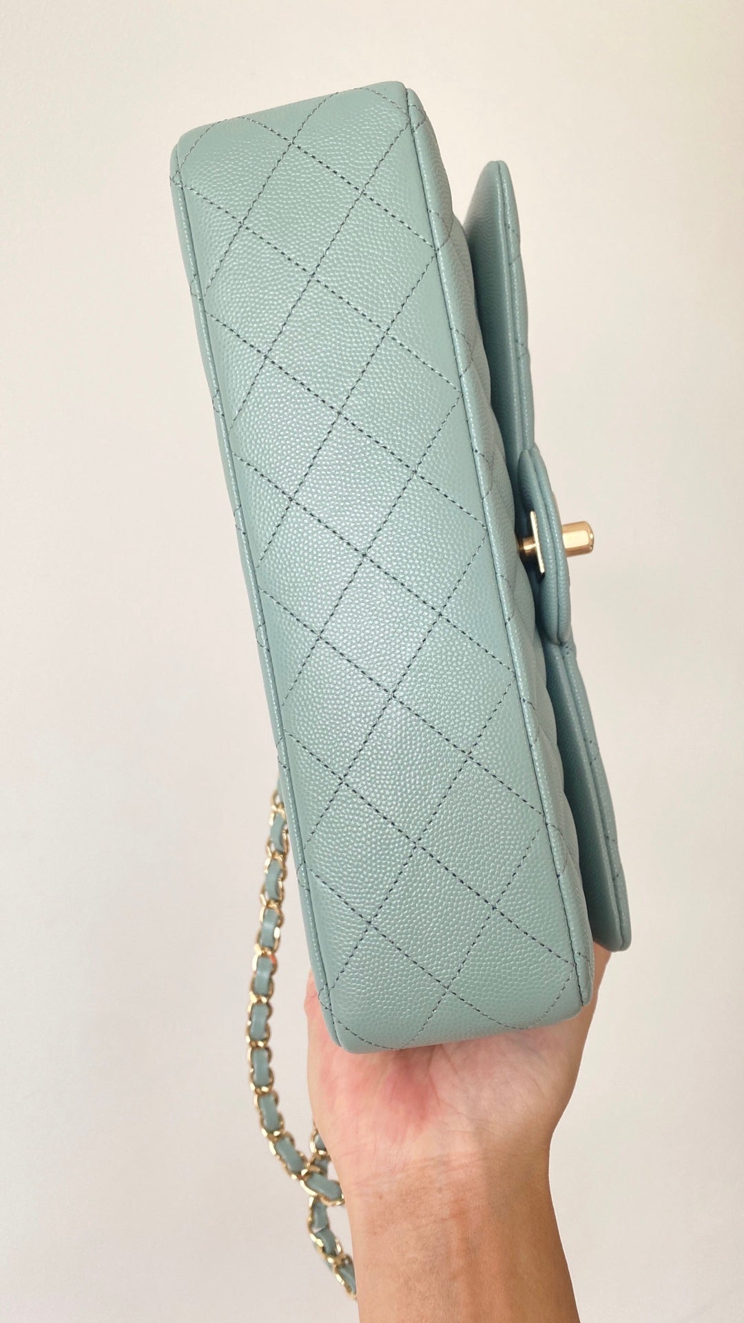 ChanelSmall Classic Handbag Light Green For Women, Women’s Bags 9.1in/23cm