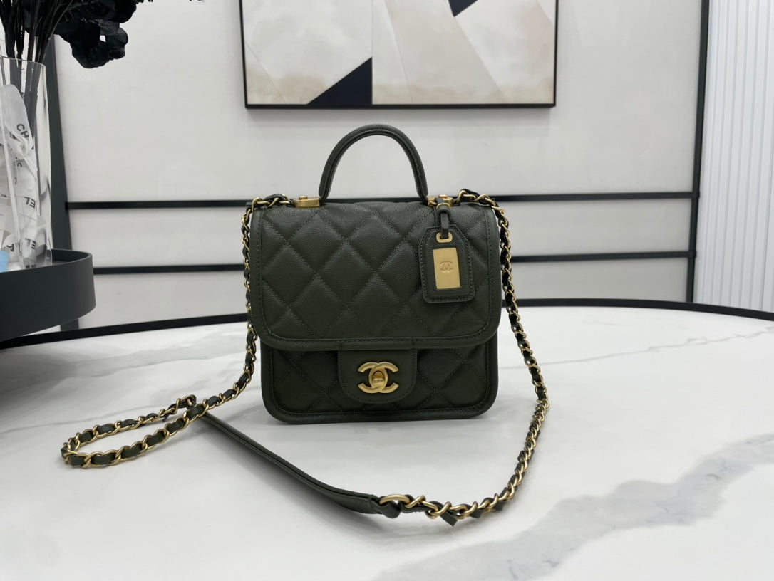 CHL 22K Flap Bag Dark Green For Women, Women’s Bags 8.1in/20.5cm