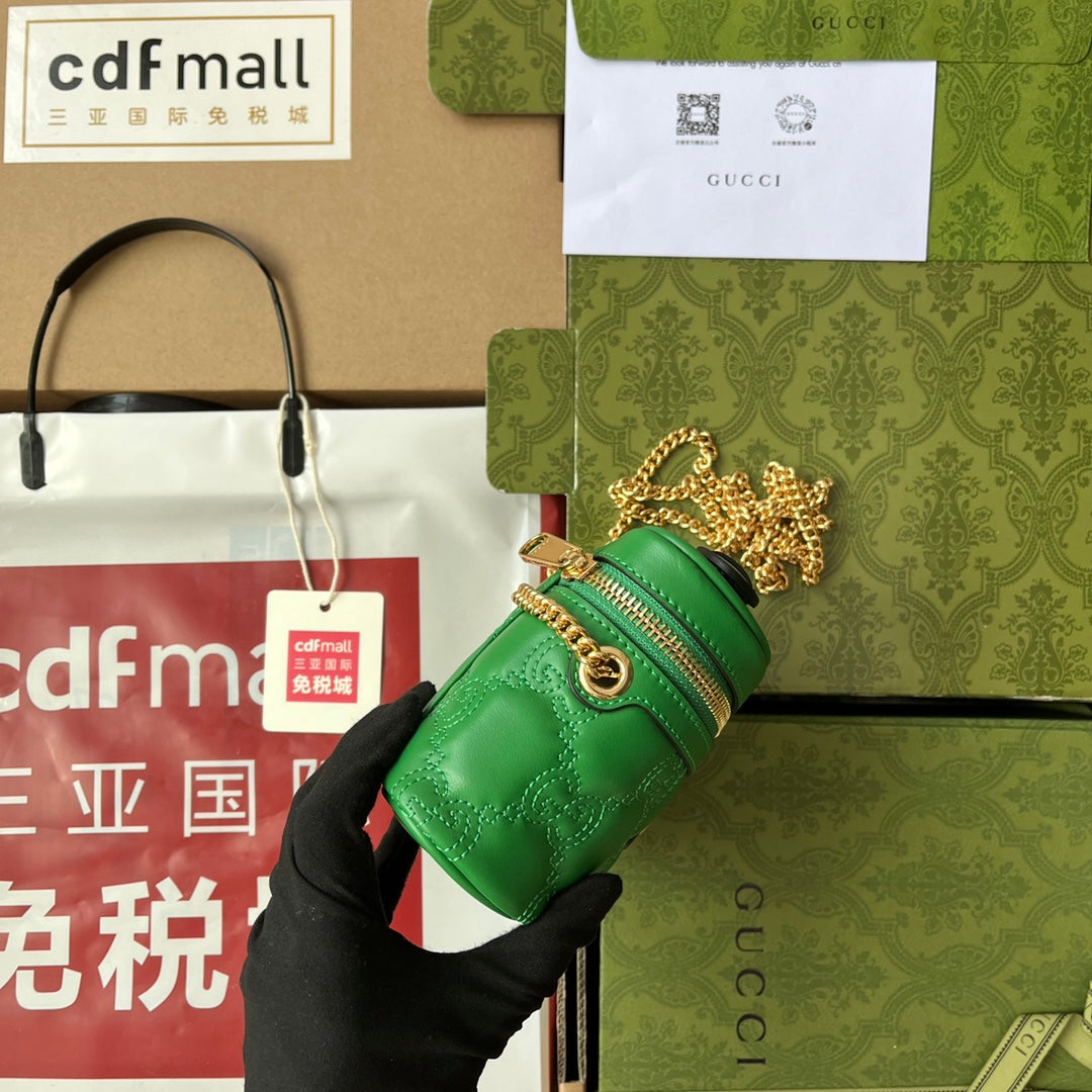 gg Quilted gg Mini Handbag Green For Women, Women’s Bags 6.3in/16cm gg 723770 UM8IG 3219