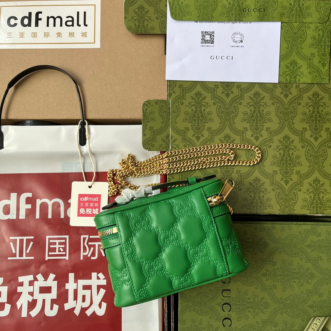 gg Quilted gg Mini Handbag Green For Women, Women’s Bags 6.3in/16cm gg 723770 UM8IG 3219