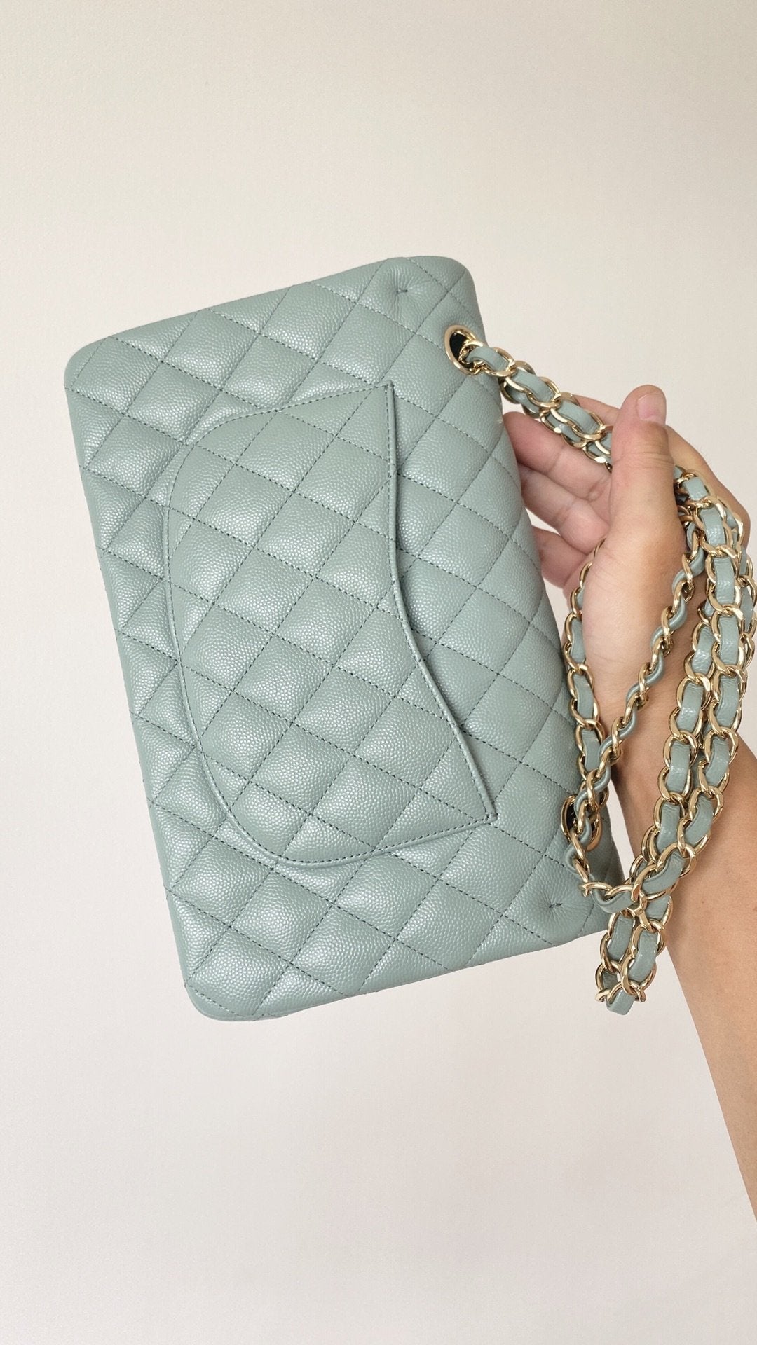 ChanelSmall Classic Handbag Light Green For Women, Women’s Bags 9.1in/23cm