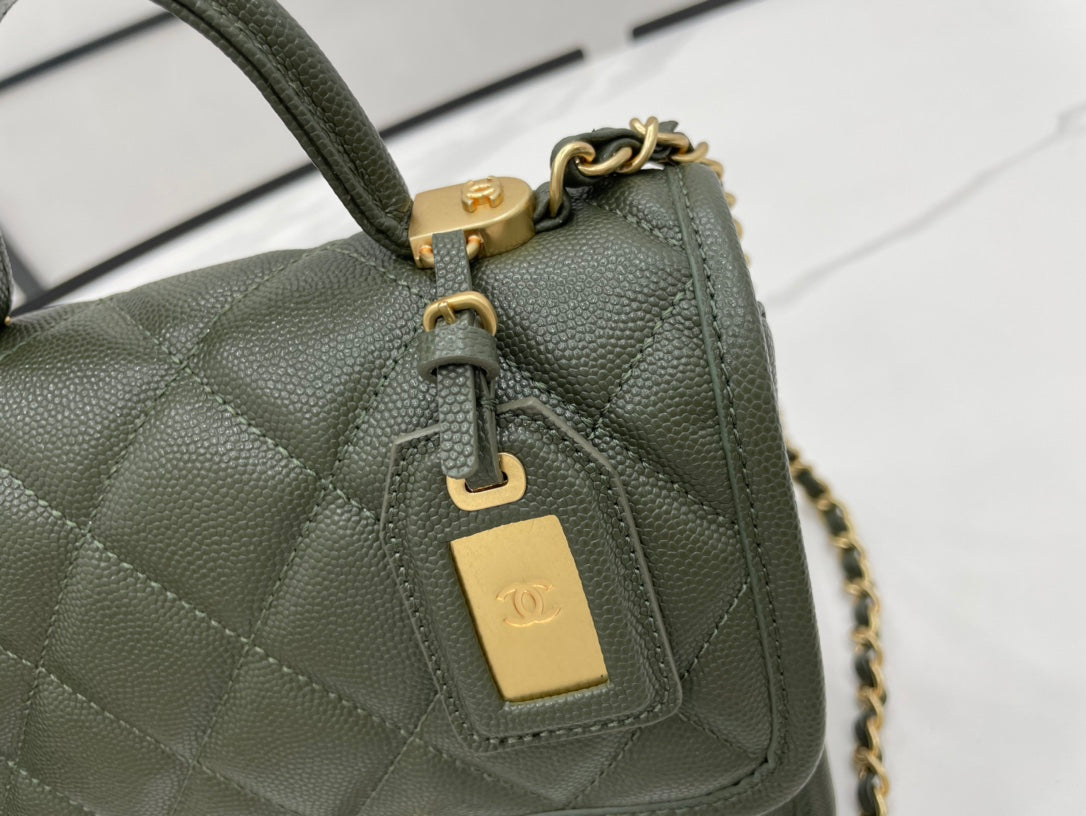 CHL 22K Flap Bag Dark Green For Women, Women’s Bags 8.1in/20.5cm