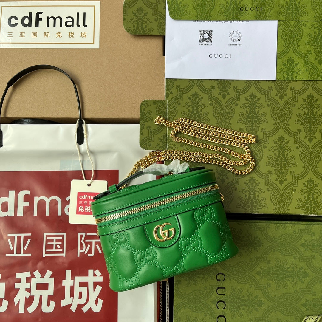 gg Quilted gg Mini Handbag Green For Women, Women’s Bags 6.3in/16cm gg 723770 UM8IG 3219