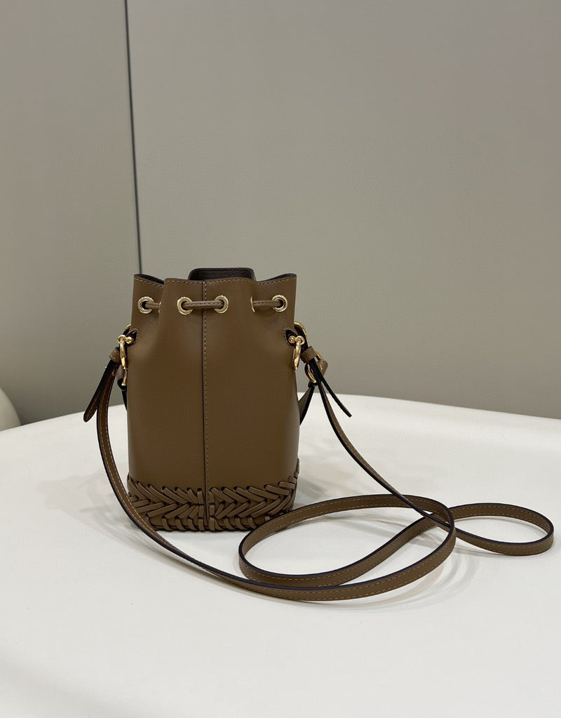 FI Mon Tresor Brown Mini-bag with stitching For Woman 18cm/7in
