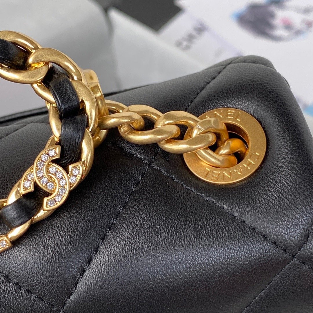 ChanelSmall Flap Bag Gold Hardware Black For Women, Women’s Handbags, Shoulder Bags 7.9in/20cm AS3450