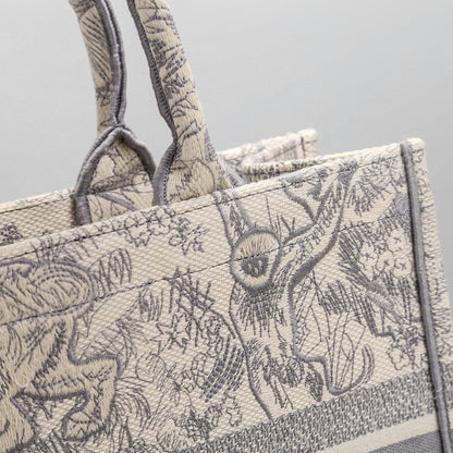 DI Medium Book Tote Bag By Maria Grazia Chiuri Grey For Women 14in/36cm CD M1296ZTDT_M932