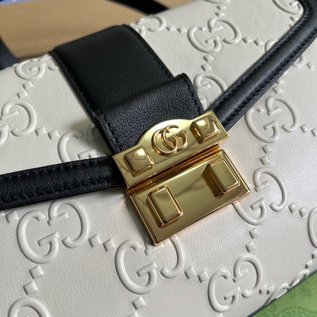 gg Small gg Top Handle Bag White For Women, Women&#8217;s Bags 17.7in/19cm gg ‎675791 UD9AX 9099