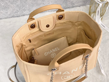 ChanelSmall Shopping Bag Silver Hardware Raffia For Women, Women’s Handbags, Shoulder Bags 15.2in/39cm AS3257