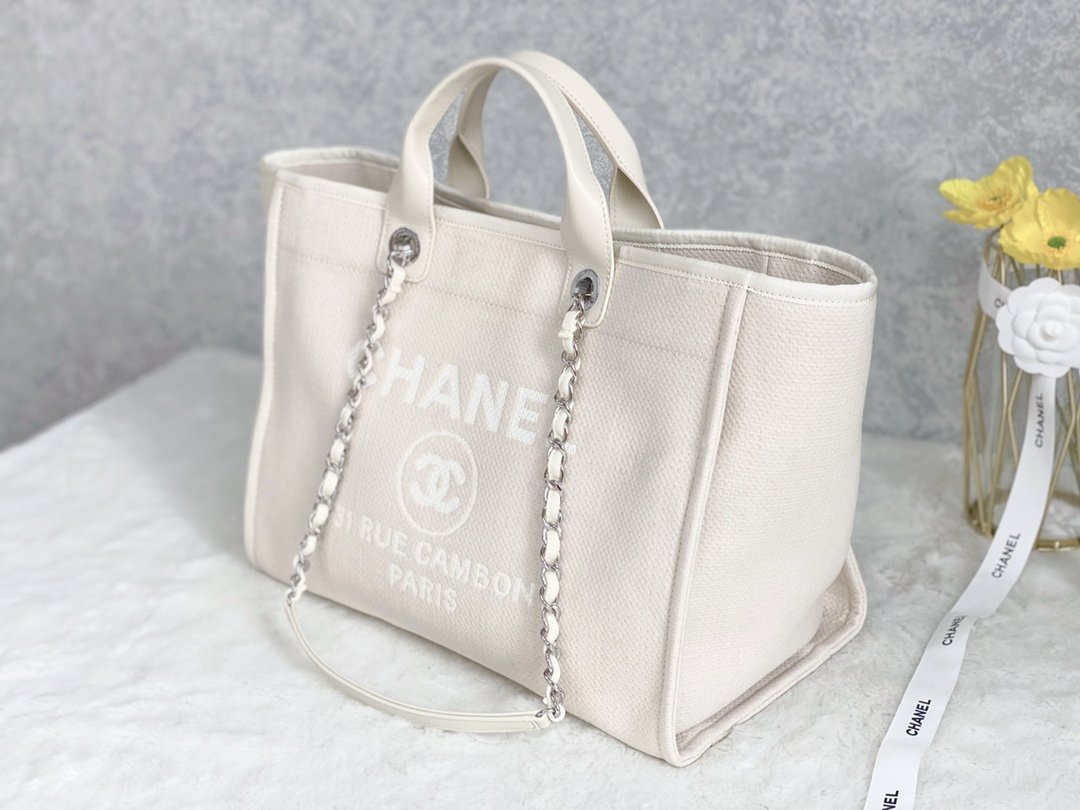 ChanelSmall Shopping Bag Silver Hardware Cream For Women, Women’s Handbags, Shoulder Bags 15.2in/39cm AS3257
