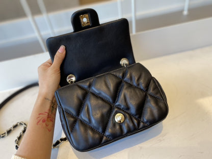 ChanelSmall Flap Bag Gold Hardware Black For Women, Women’s Handbags, Shoulder Bags 7.5in/19cm AS2232