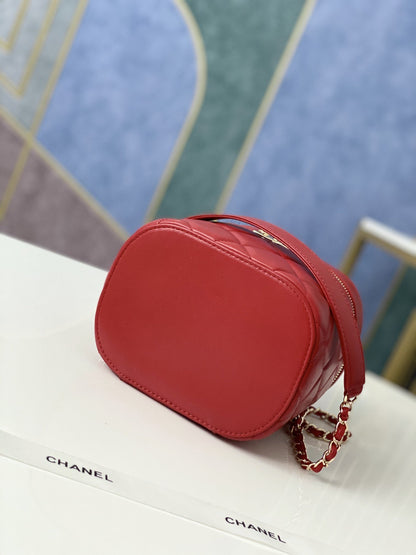 ChanelVanity Case Gold Hardware Burgundy For Women, Women’s Handbags, Shoulder Bags 9.4in/24cm 