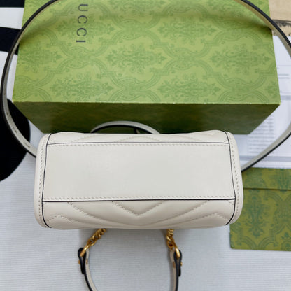 gg Marmont Matelasse Mini Bag White For Women, Women&#8217;s Bags 7.5in/19cm gg ‎696123 DTDHT 9022