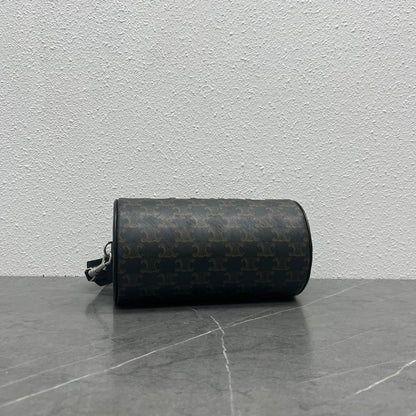 CE Cylinder Bag In Triomphe Canvas Black For Women 9in/22cm