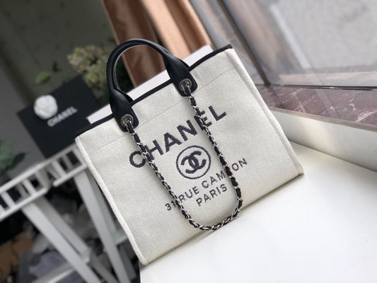 ChanelSmall Shopping Bag Silver Hardware White For Women, Women’s Handbags, Shoulder Bags 15.2in/39cm AS3257
