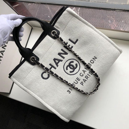 ChanelSmall Shopping Bag Silver Hardware White For Women, Women’s Handbags, Shoulder Bags 15.2in/39cm AS3257