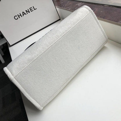 ChanelSmall Shopping Bag Silver Hardware White For Women, Women’s Handbags, Shoulder Bags 15.2in/39cm AS3257