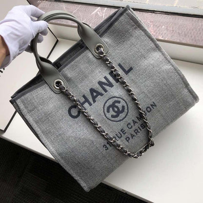 ChanelSmall Shopping Bag Silver Hardware Grey For Women, Women’s Handbags, Shoulder Bags 15.2in/39cm AS3257
