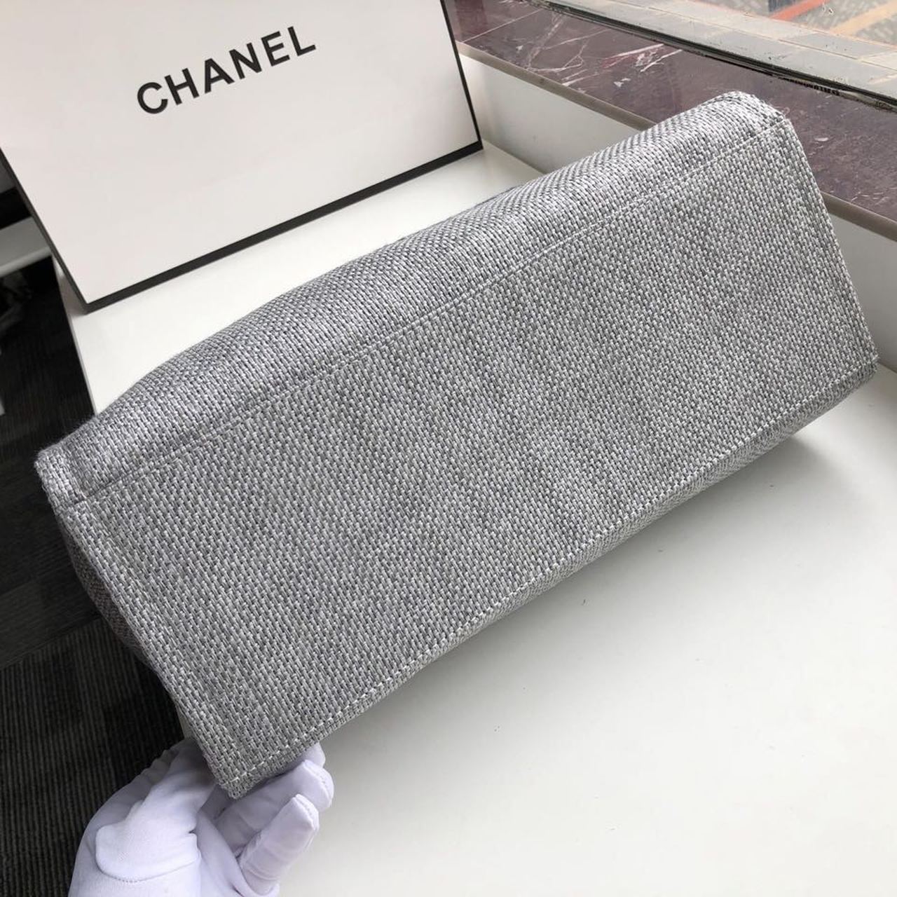 ChanelSmall Shopping Bag Silver Hardware Grey For Women, Women’s Handbags, Shoulder Bags 15.2in/39cm AS3257