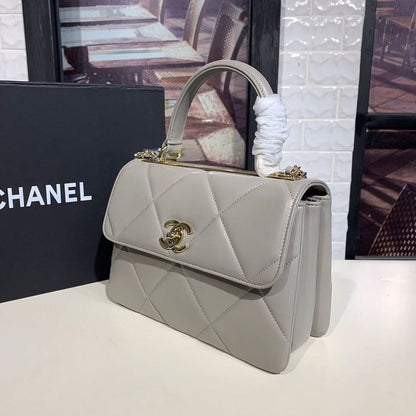 ChanelTrendy ChanelMaxi Top Handle Bag Grey For Women 9.8in/25cm