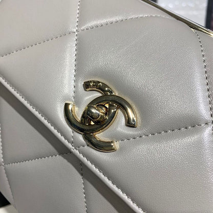 ChanelTrendy ChanelMaxi Top Handle Bag Grey For Women 9.8in/25cm