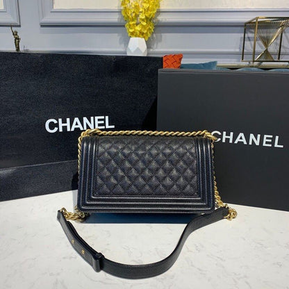 CHL Boy Handbag Gold Toned Hardware Black For Women, Women&#8217;s Bags, Shoulder And Crossbody Bags 9.8in/25cm A67086