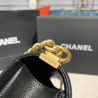CHL Boy Handbag Gold Toned Hardware Black For Women, Women&#8217;s Bags, Shoulder And Crossbody Bags 9.8in/25cm A67086
