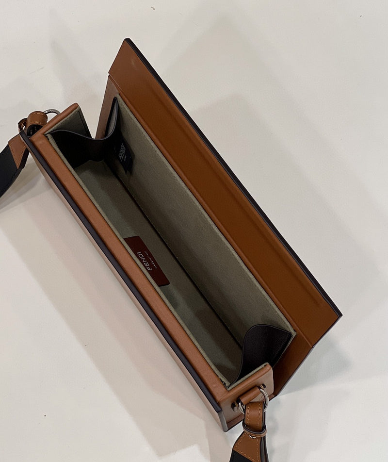 FI Horizontal Box Brown Bag For Woman 10.5cm/4in