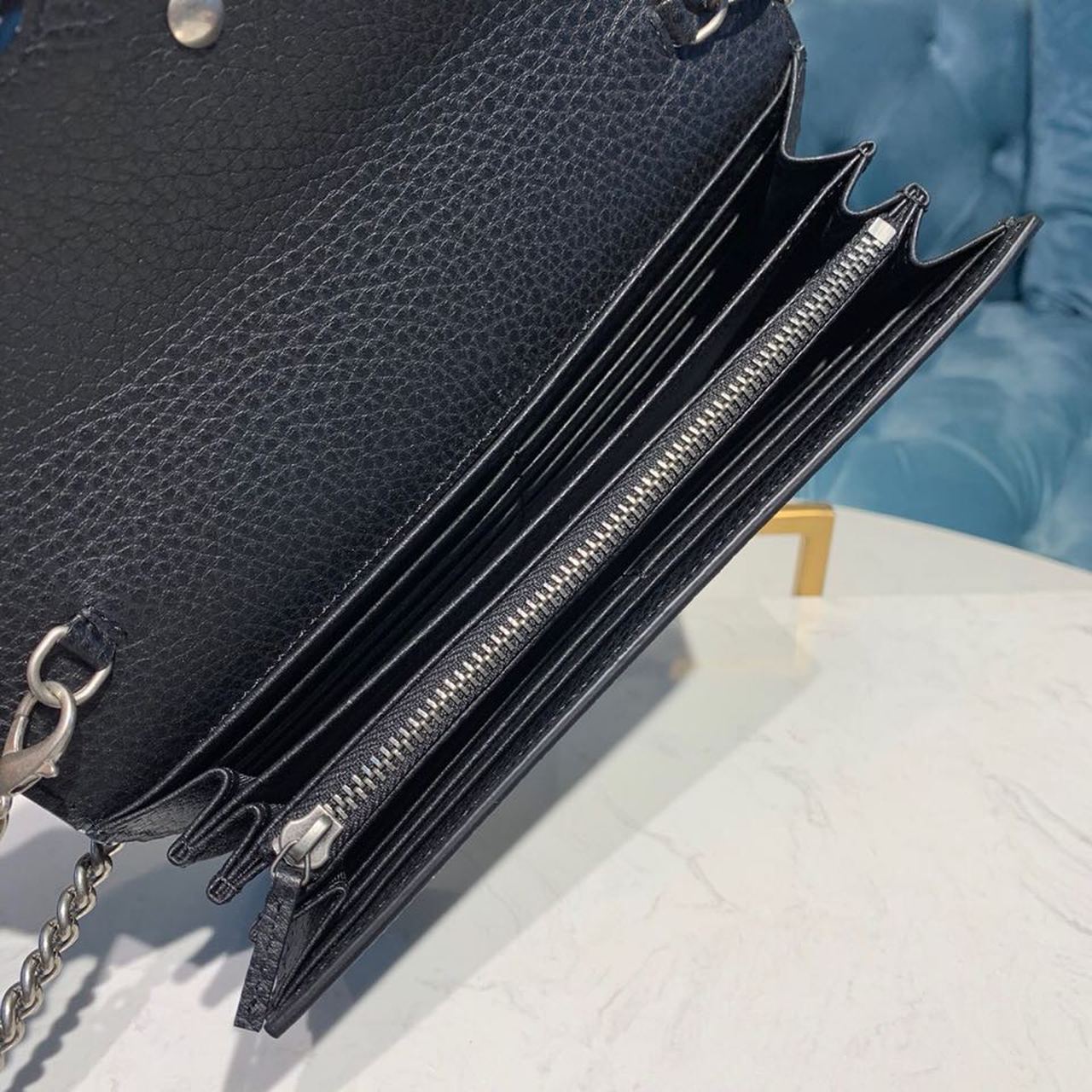 gg Dionysus Mini Chain Bag Black Metal-Free Tanned For Women 8in/20cm gg 401231 CAOGN 8176