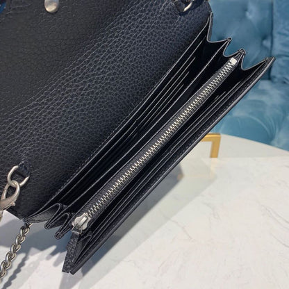 gg Dionysus Mini Chain Bag Black Metal-Free Tanned For Women 8in/20cm gg 401231 CAOGN 8176