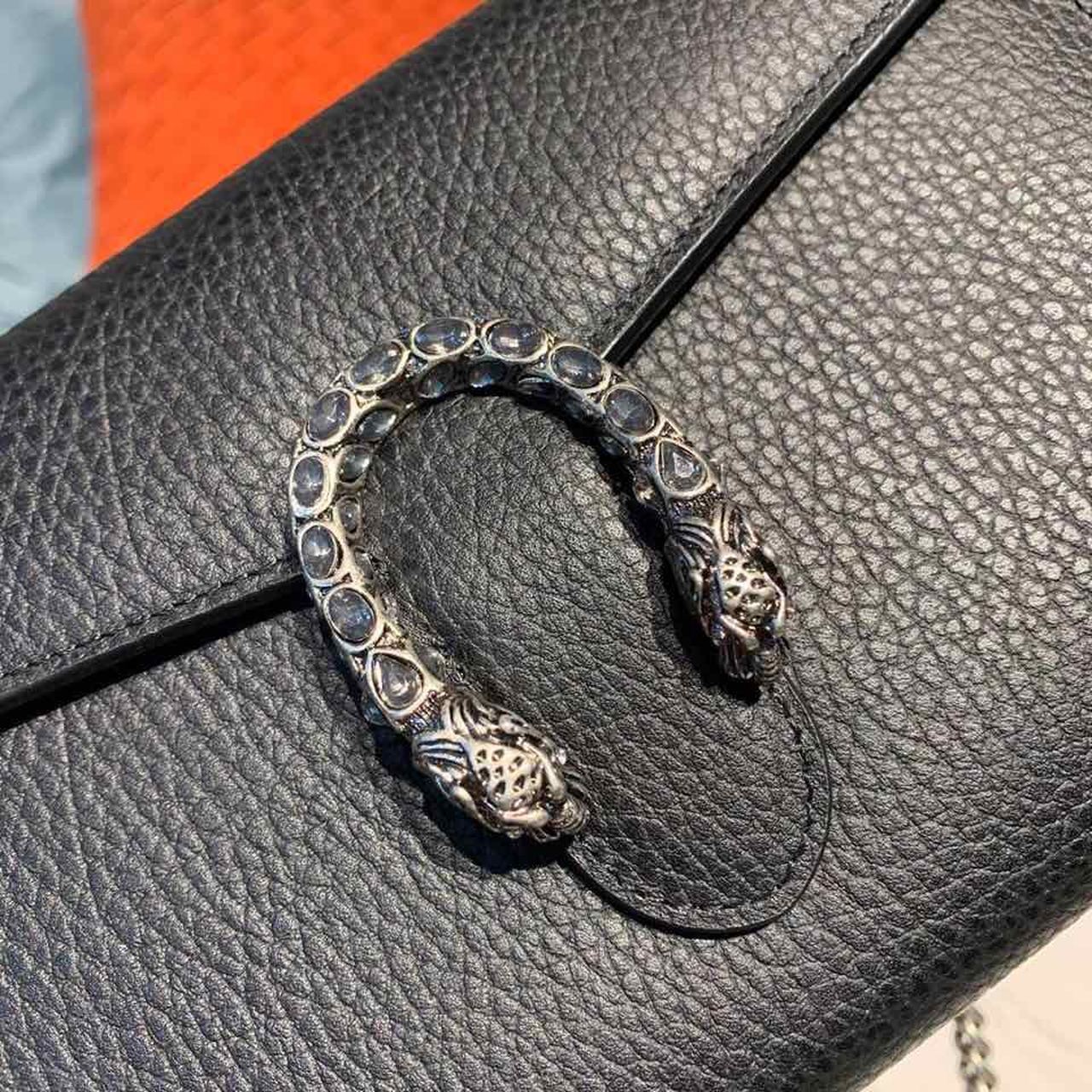 gg Dionysus Mini Chain Bag Black Metal-Free Tanned For Women 8in/20cm gg 401231 CAOGN 8176