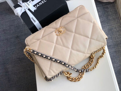 CHL 19 Maxi HandBag Beige For Women 14in/36cm