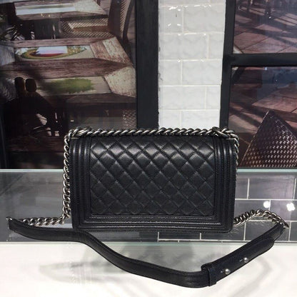 CHL Boy Handbag Silver Hardware Black For Women, Women&#8217;s Handbags, Shoulder And Crossbody Bags 9.8in/25cm A67086