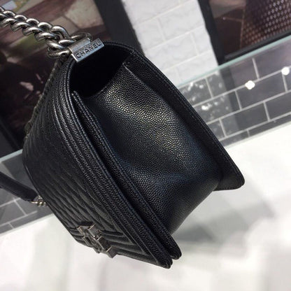 CHL Boy Handbag Silver Hardware Black For Women, Women&#8217;s Handbags, Shoulder And Crossbody Bags 9.8in/25cm A67086