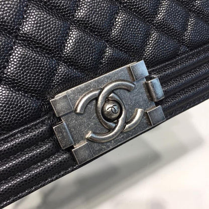 CHL Boy Handbag Silver Hardware Black For Women, Women&#8217;s Handbags, Shoulder And Crossbody Bags 9.8in/25cm A67086