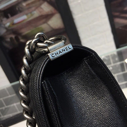 CHL Boy Handbag Silver Hardware Black For Women, Women&#8217;s Handbags, Shoulder And Crossbody Bags 9.8in/25cm A67086